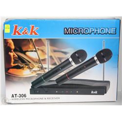 NEW K&K WIRELESS MICROPHONE AND RECEIVER SET