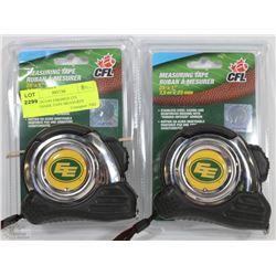 2 EDMONTON ESKIMOS CFL TRADEMARK TAPE MEASURES