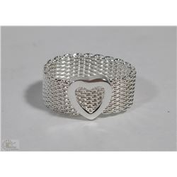 LOVE HEART SILVER PLATED RING
