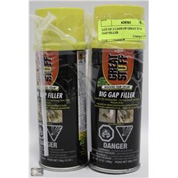 LOT OF 2 CANS OF GREAT STUFF GAP FILLER