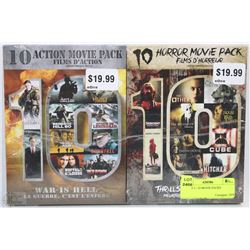 LOT OF TWO- 10 MOVIE PACKS