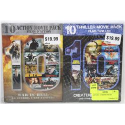 LOT OF TWO- 10 MOVIE PACKS