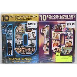 LOT OF TWO- 10 MOVIE PACKS