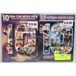 LOT OF TWO- 10 MOVIE PACKS