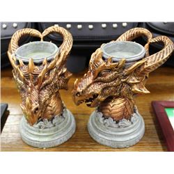 2 DRAGON CANDLEHOLDERS