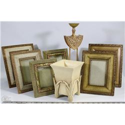 FLAT OF GOLD TONED MATCHING PICTURE FRAMES,
