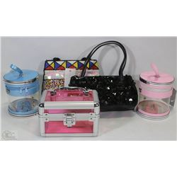 BOX W/2 NEW PURSES AND 3 NEW