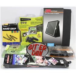 BOX WITH NEW HEADPHONES, CASE WITH STAND,