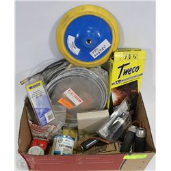 BOX OF ASSORTED TOOLS AND WELDING ACCESSORIES