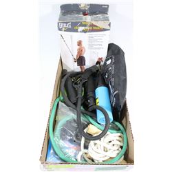 MILK CRATE WITH FREE WEIGHTS AND SMALL FLAT OF