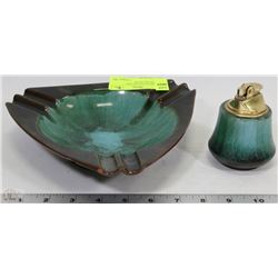 BLUE MOUNTAIN POTTERY ASHTRAY &LIGHTER