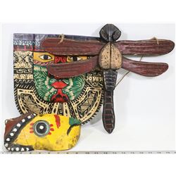 SET OF 3 WOODEN WALL HANGINGS 2 HANDMADE