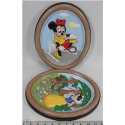 SET OF 2 OVAL HAND PAINTED CERAMIC DISNEY PLAQUES
