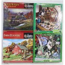 SET OF 4 NEW 1000 PC PUZZLES SEALED