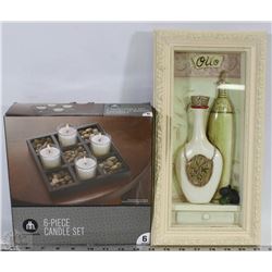 NEW 6 PIECE CANDLE SET W/3D PICTURE 7W X 14H