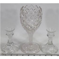 PINEAPPLE STEMMED VASE WITH CANDLE HOLDER SET