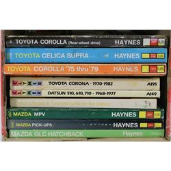 BOX WITH ASSORTED CAR MANUALS INCL TOYOTA,