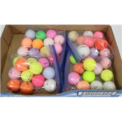 FLAT OF ASSORTED COLOURED RECLAIMED GOLF BALLS