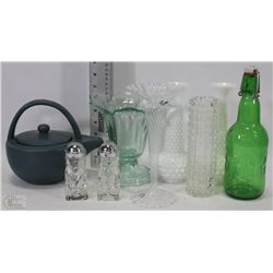 LOT OF COLLECTIBLE GLASS, MILK GLASS AND MORE