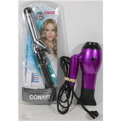 FLAT WITH CONAIR CURLING IRON & REVLON HAIRDRYER
