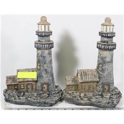 2 SOLID CEMENT LIGHTHOUSES