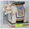 Image 1 : CERAMIC ELEPHANT DECORATIVE STAND (10”L X 9”H)