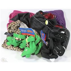 LOT OF SIZE LARGE DOG APPAREL & FOOTWEAR