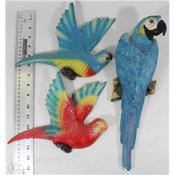SET OF 3 DECORATIVE PARROT THEMED WALL DÉCOR