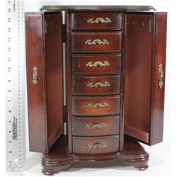 VINTAGE WOOD JEWELLERY BOX WITH MIRROR