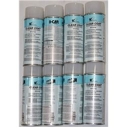 BOX WITH 7 CANS OF CLEAR COAT SPRAY PAINT