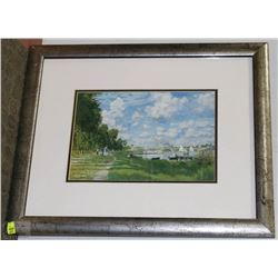 FRAMED PRINT OF LAKESIDE COUNTRY SCENE (22”X18”)