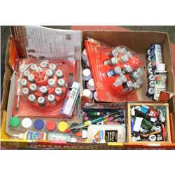 FLAT WITH PAINTING SUPPLIES INCL BRUSHES ETC