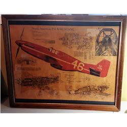 FRAMED VINTAGE STYLE P51B MUSTANG PLANE
