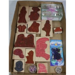 FLAT OF LARGE CRAFTING STAMPS ETC