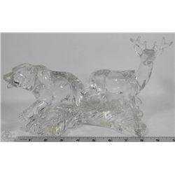 LOT OF TWO 24% LEAD CRYSTAL BEAR AND BUCK
