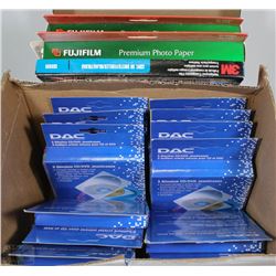 BOX OF NEW CD/DVD JEWEL CASES W/ NEW PHOTO PAPER