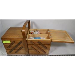 VINTAGE DOVE TAIL SEWING BOX INCL ALL CONTENTS