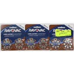 LOT OF 3 RAYORAC 16PK 312 BATTERIES