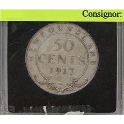 1917 NEWFOUNDLAND 50 CENT SILVER COIN