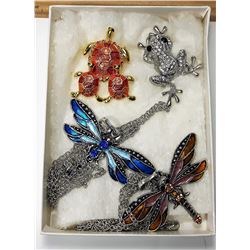 LOT OF 4 ENAMEL & CRYSTAL FASHION ITEMS