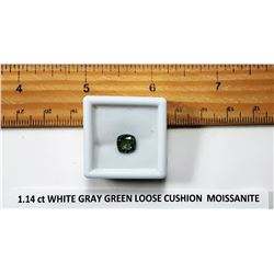 CUSHION CUT GREY GREEN MOISSANITE GEMSTONE