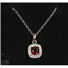Image 1 : #4 RED GARNET &CZ PENDANT NECKLACE