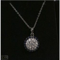 #20 BLUE SAPPHIRE & CZ PENDANT NECKLACE