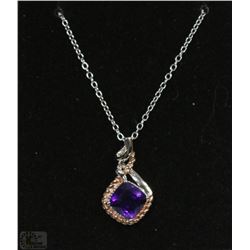 #6 PURPLE AMETHYST  PENDANT NECKLACE
