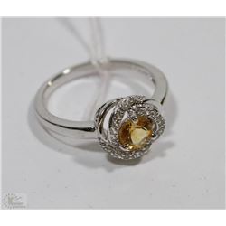 #47 GENUINE CITRINE & CZ RING
