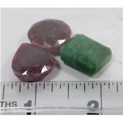#56-NATURAL GREEN EMERALD &RUBY 81CT