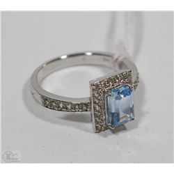 #16 BLUE TOPAZ & CZ RING