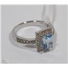 Image 1 : #16 BLUE TOPAZ & CZ RING