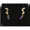Image 1 : #21 GENUINE AMETHYST & CZ EARRINGS