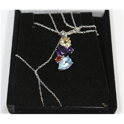#26  BLUE TOPAZ CITRINE AMETHYST PENDANT NECKLACE